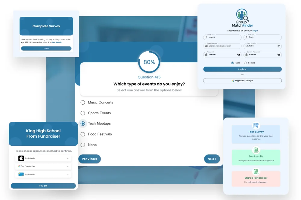 Peer Matching Survey Platform for Schools & Colleges